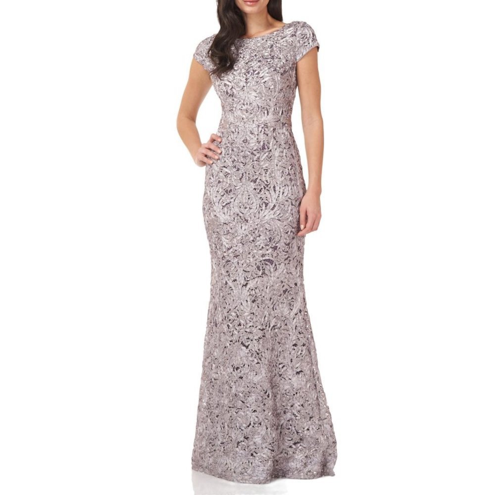 JS Collections Womens Dusty Lavender Purple Maxi Dress Trumpet Gown Cocktail 12